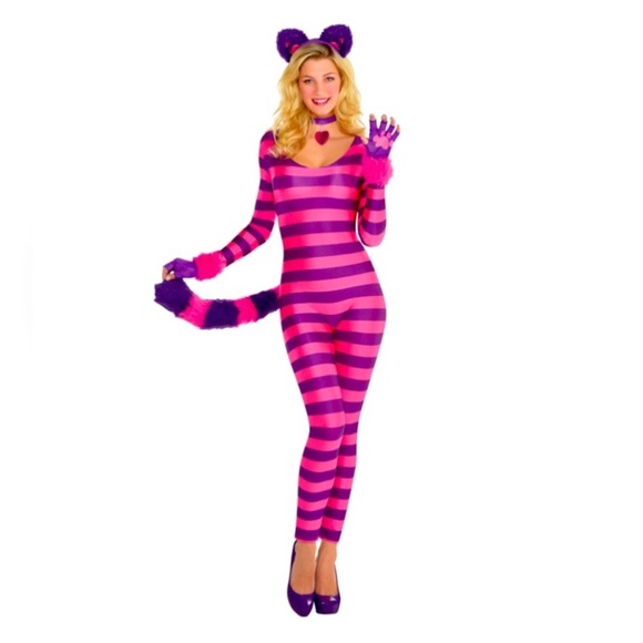 Plus Size Cheshire Cat Alice in Wonderland Bodysuit Halloween Costume XL - Picture 2 of 5
